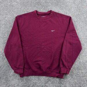 Vintage Nike Sweatshirt Mens Large Burgundy Red Crewneck Gray Tag Small Swoosh